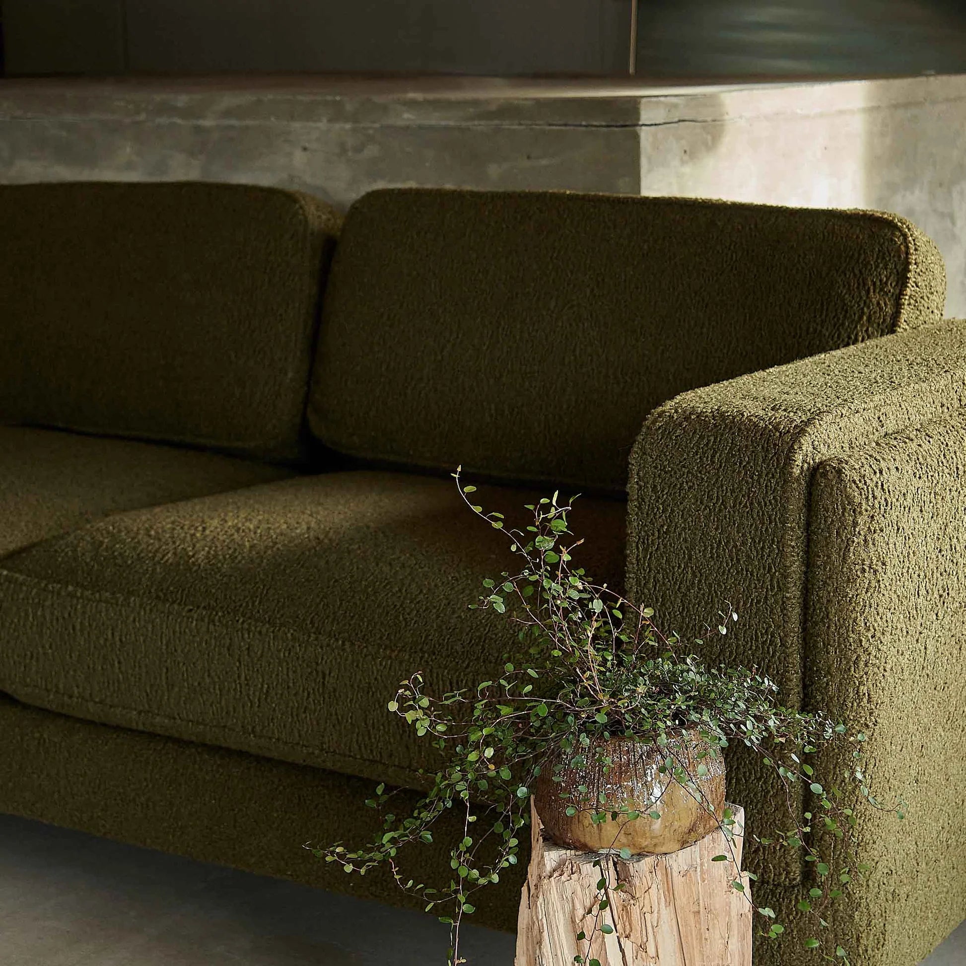 Olive Boucle Sofa